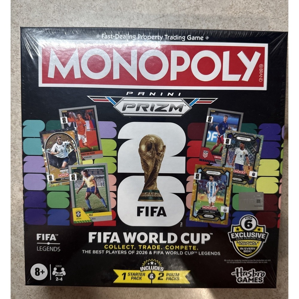 Monopoly Panini: Prizm FIFA World Cup Board Game (2026) Sealed w/ 2 Packs